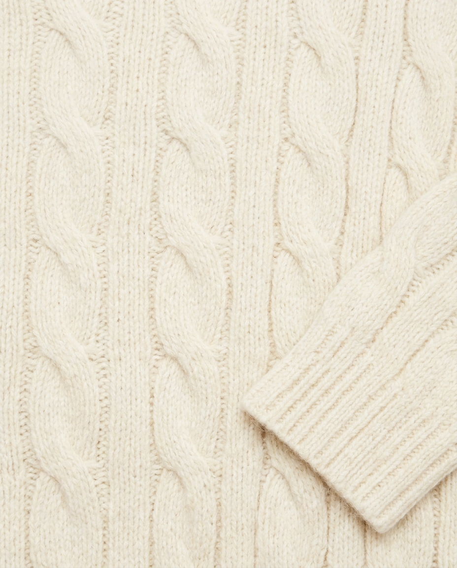 Men's Lambswool Blend Cable Knit Crew Neck Jumper