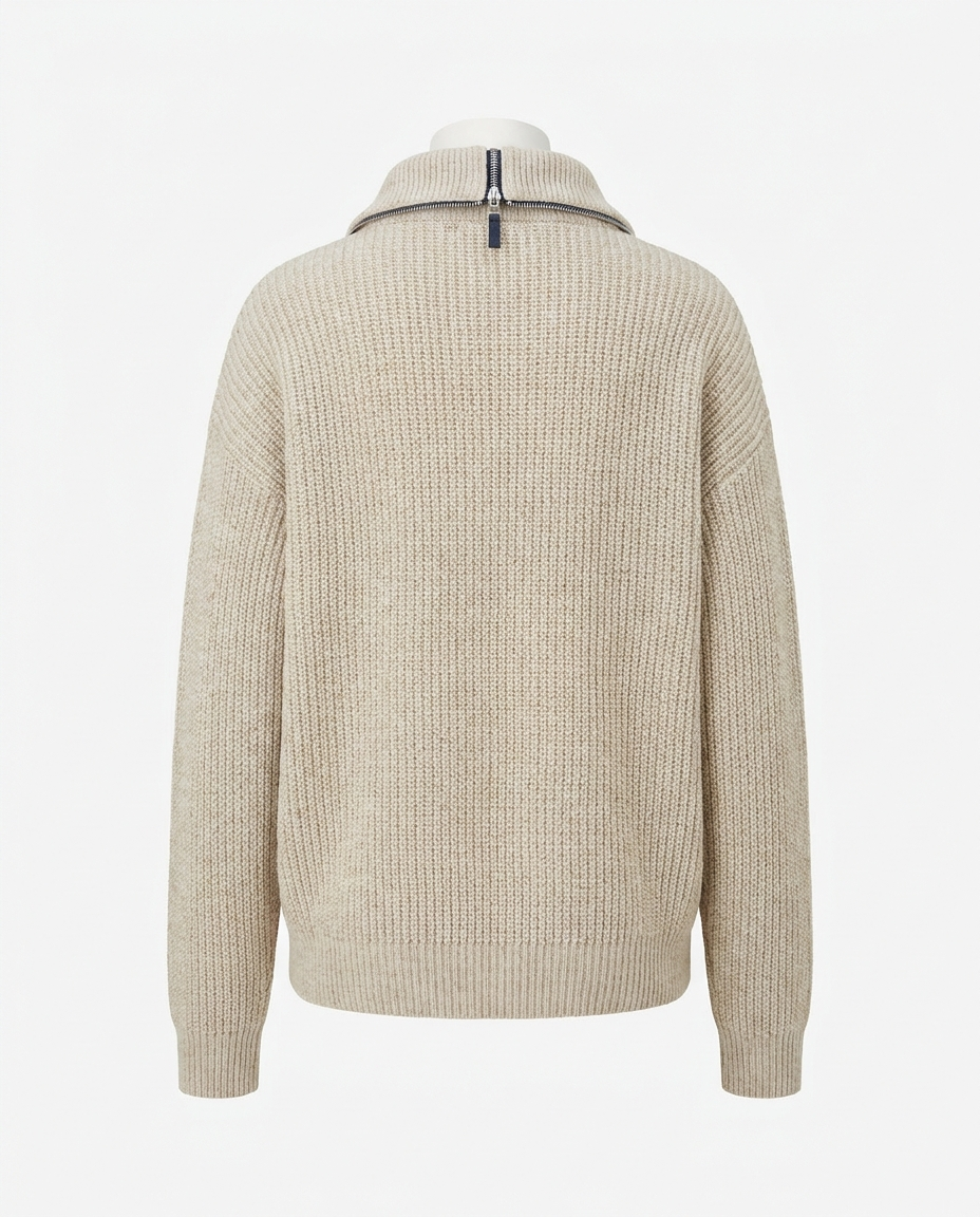 Men's Chunky Ribbed Knit Half Zip Jumper