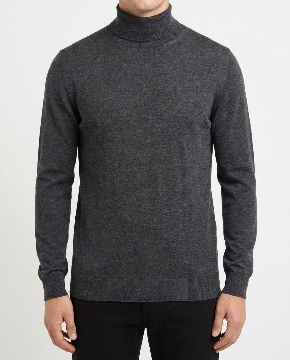 Men's Fine Merino Wool Roll Neck Jumper