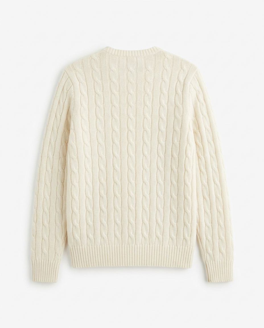 Men's Lambswool Blend Cable Knit Crew Neck Jumper