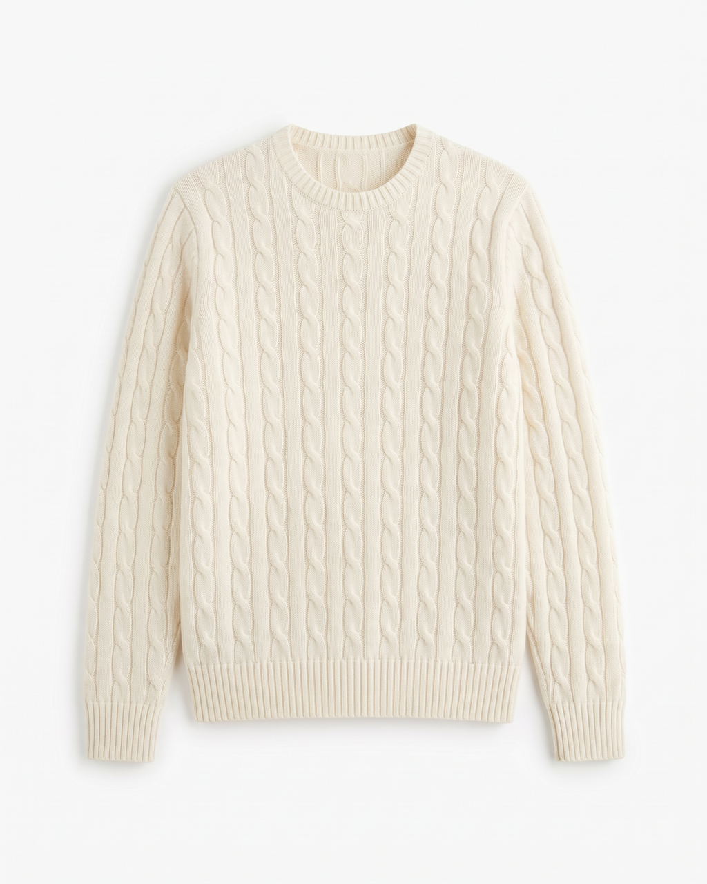 Men's Lambswool Blend Cable Knit Crew Neck Jumper