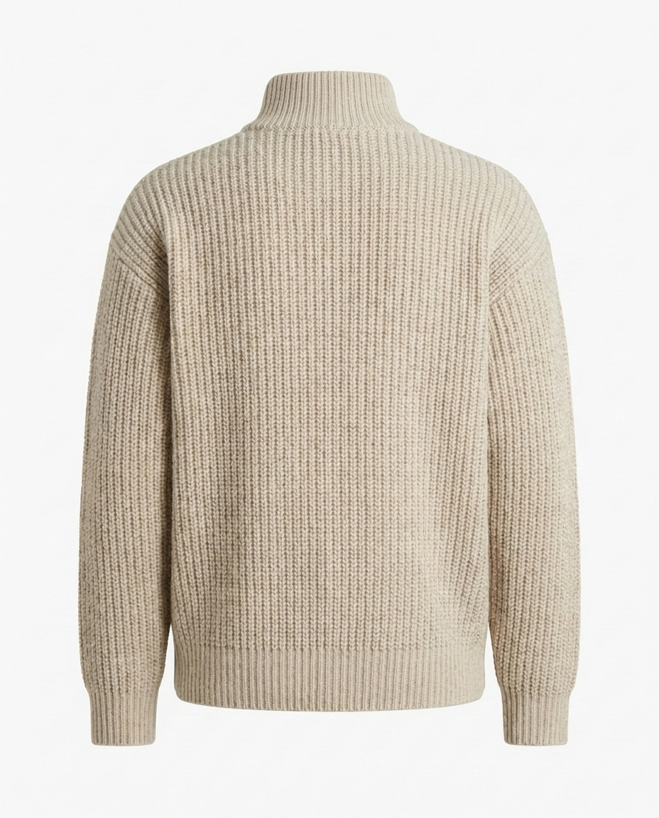 Men's Chunky Ribbed Knit Half Zip Jumper