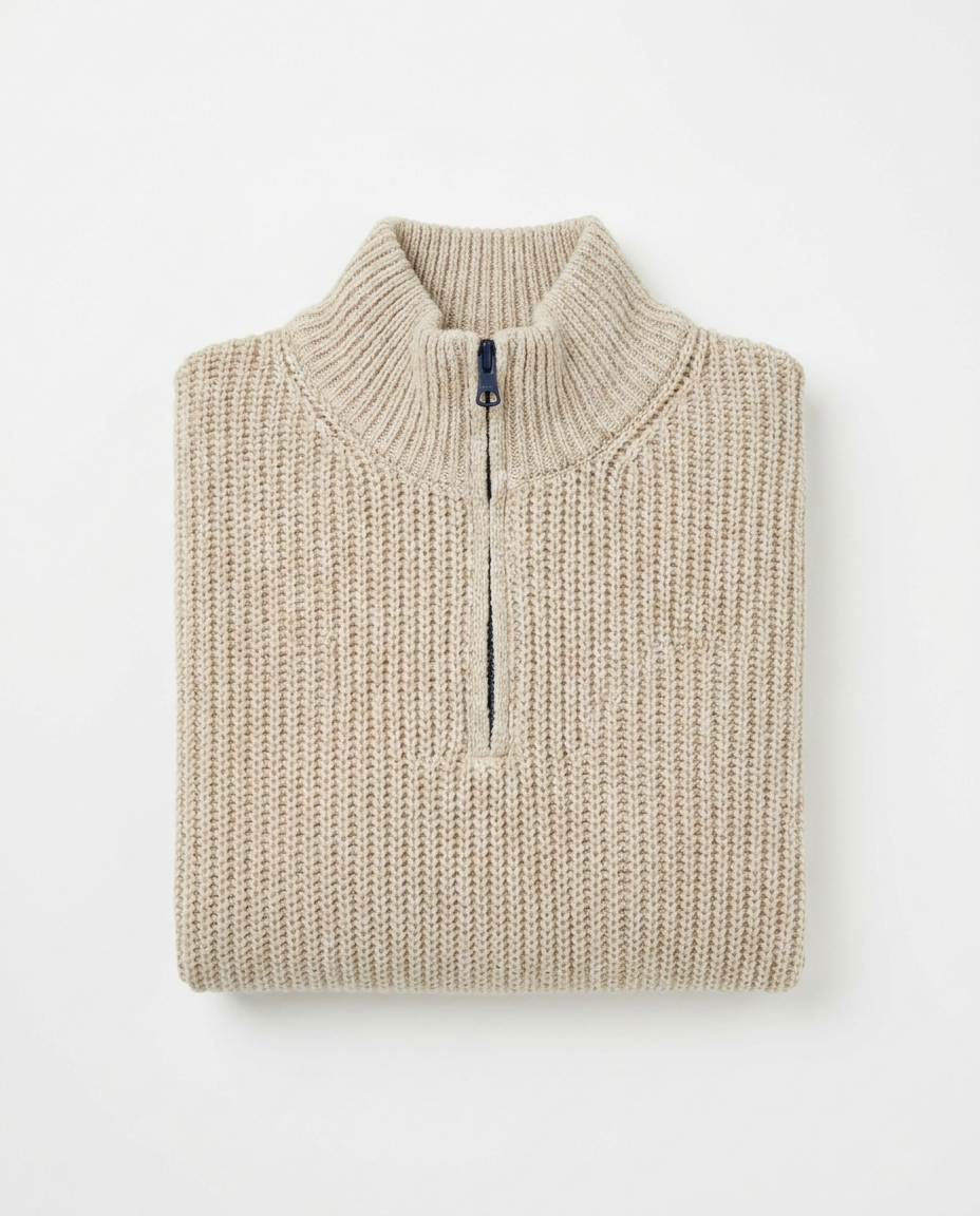 Men's Chunky Ribbed Knit Half Zip Jumper
