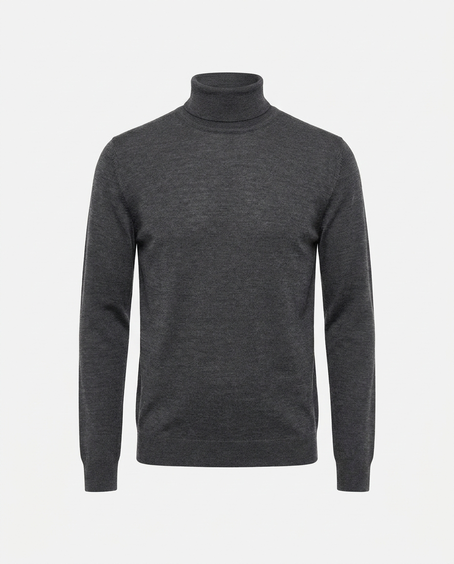 Men's Fine Merino Wool Roll Neck Jumper